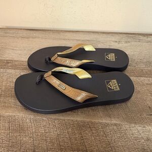 REEF Mia Sassy Flip Flop Women Brown/Copper Beach Sandal Size 9 shoes Cushion